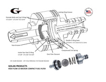 Load image into Gallery viewer, FUEL FILTER, GOLAN QUICK DISCONNECT ULTIMATE FILTER