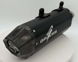 GRAVES MOTORSPORTS STAINLESS  SLIP-ON W/ CARBON END CAP DUAL STAGE QUIET CORE | 2024-25 KTM/HQV EXCF, FE