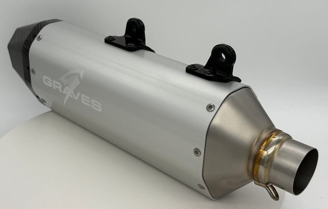 GRAVES MOTORSPORTS STAINLESS  SLIP-ON W/ CARBON END CAP DUAL STAGE QUIET CORE | 2024-25 KTM/HQV EXCF, FE