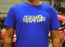Load image into Gallery viewer, TACO MOTO CO. CHECKERED FLAG "SEND IT" T-SHIRT