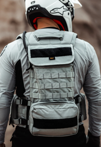 Rider wearing ghost vest with the back of the vest showing