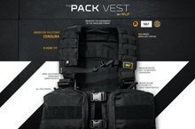 Load image into Gallery viewer, Image of a Black Pack Vest with description of the features
