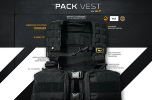 Image of a Black Pack Vest with description of the features